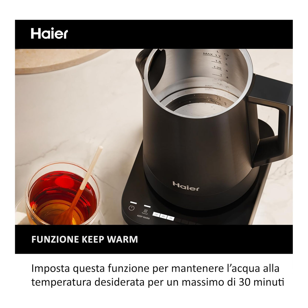 HAIER HKE5A 011 BOLLITORE I-MASTER SERIE 5 CAPIENZA 1,7LT - NERO