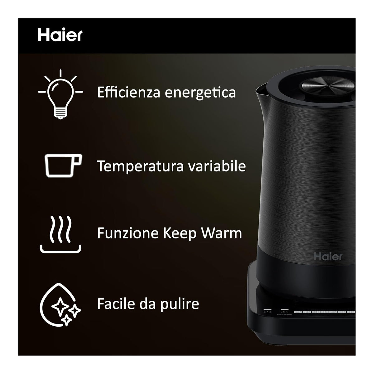 HAIER HKE5A 011 BOLLITORE I-MASTER SERIE 5 CAPIENZA 1,7LT - NERO