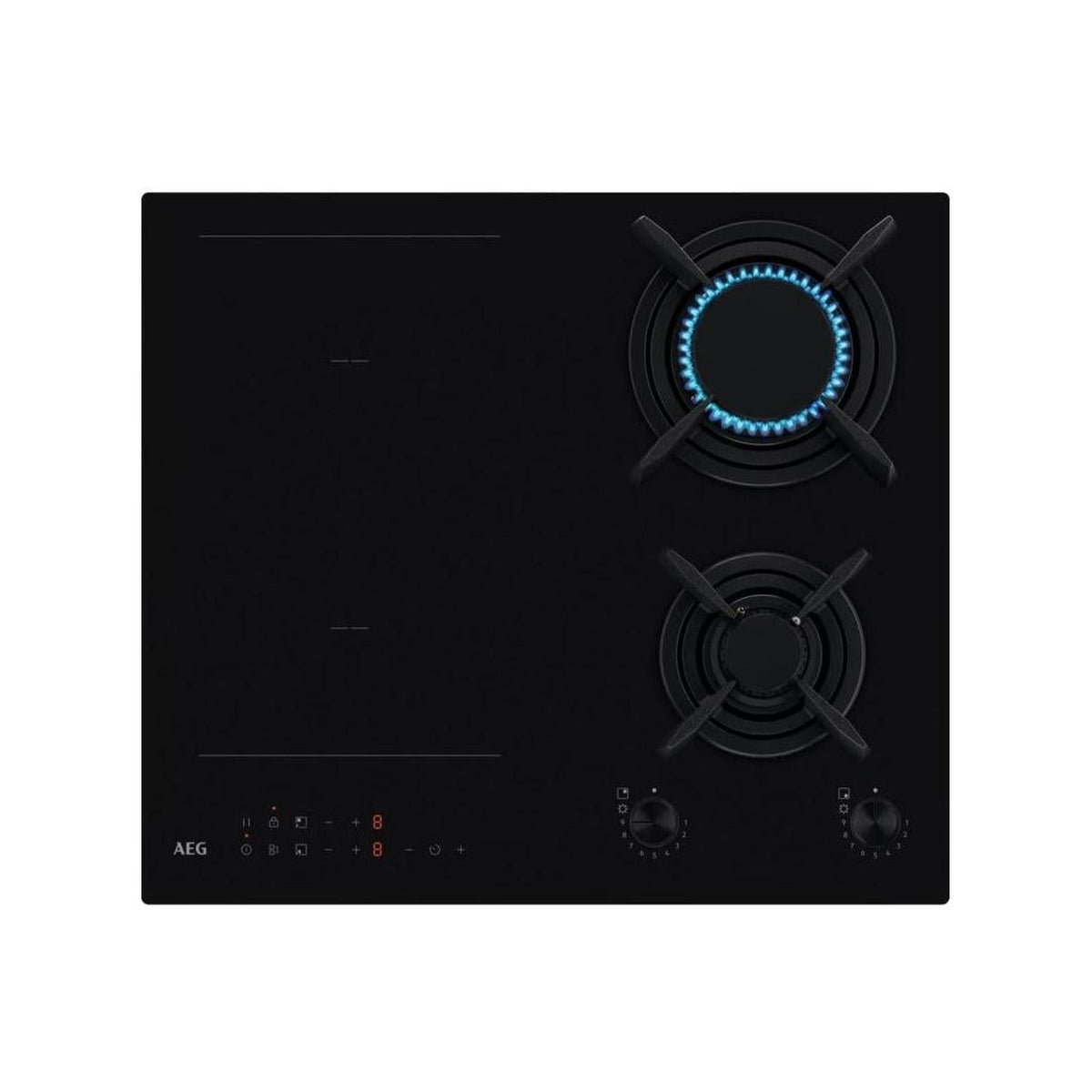 AEG HDB64623NB PIANO COTTURA MISTO 60 CM 2 BRUCIATORI A GAS + 2 ZONE INDUZIONE IN VETROCERAMICA NERO - PROMO