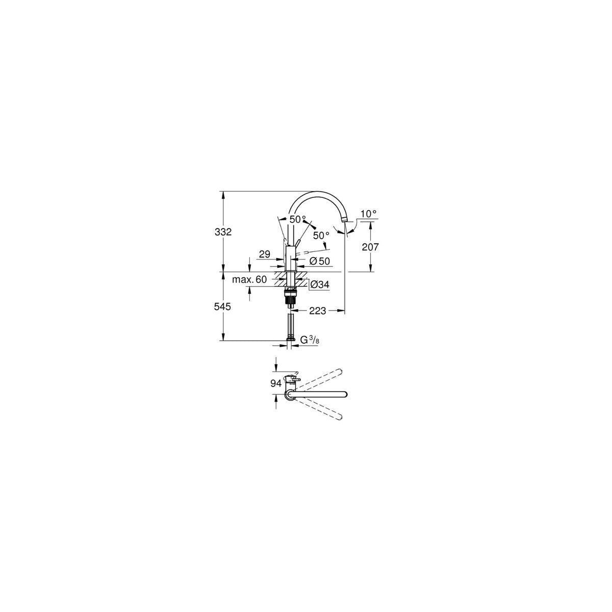 GROHE 30577000 MISCELATORE GIREVOLE COLORE CROMO