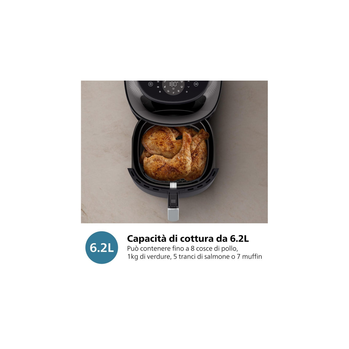 PHILIPS AIRFRYER SERIE 3000 FRIGGITRICE AD ARIA 6.2LT - NA332/00