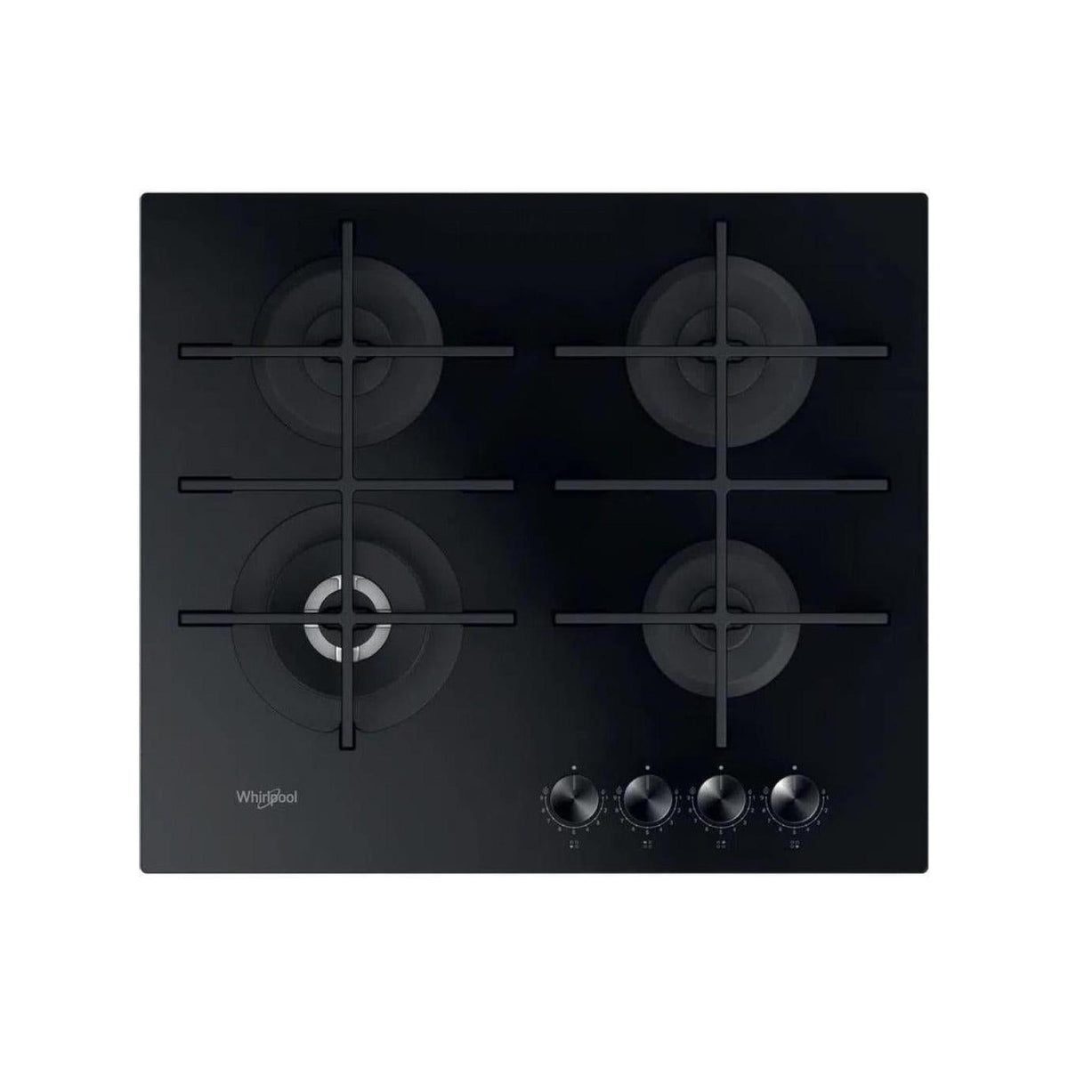 WHIRLPOOL GOWL 628/NB PIANO COTTURA 60CM 4 FUOCHI A GAS GRIGLIE IN GHISA IN VETRO NERO - GOWL628NB