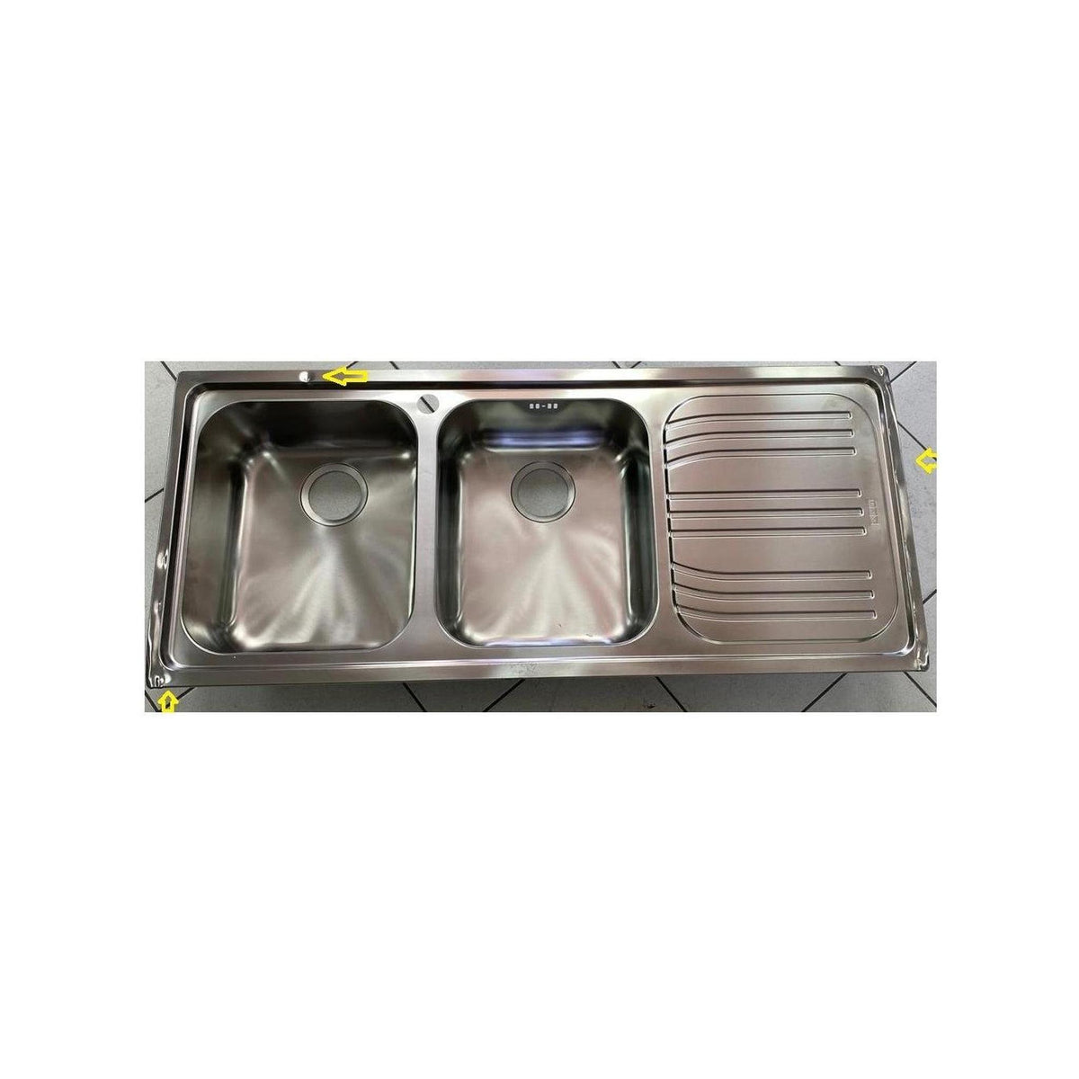 OUTLET FRANKE RADAR 101.0053.246 LAVELLO 116X50 2 VASCHE + GOCCIOLATOIO DX COLORE INOX - CON DIFETTI