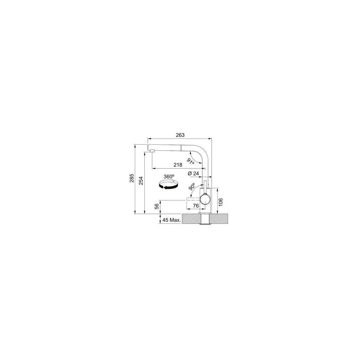 FRANKE 115.0712.435 MISCELATORE CON DOCCETTA ESTRAIBILE - NERO MATT