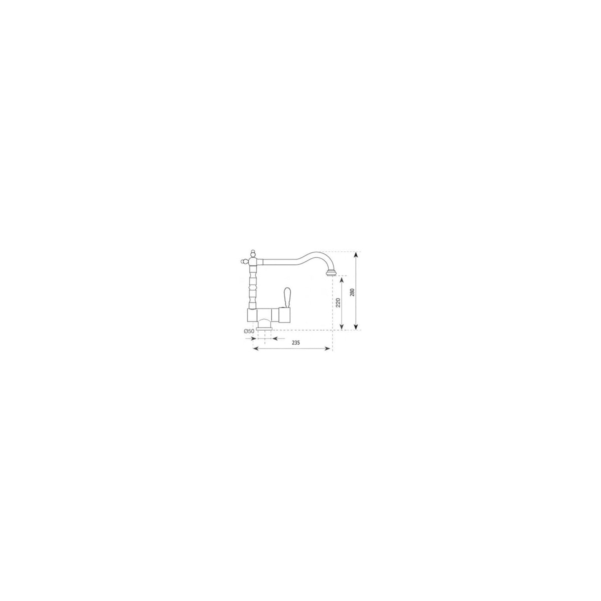 ARGO 2471 P CROMATO MISCELATORE CANNA ANTICA SOTTOFINESTRA
