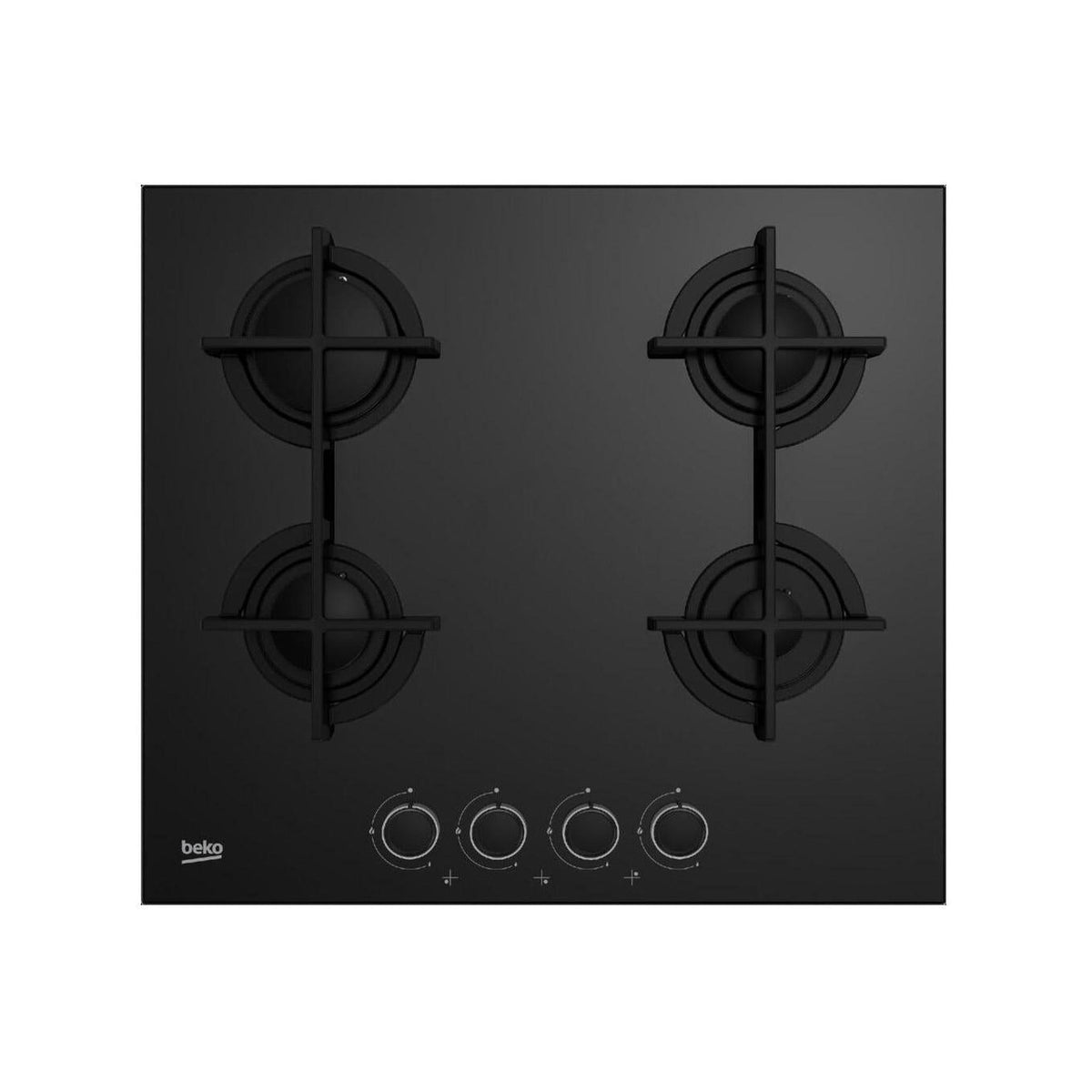 BEKO HILG 64225 SB PIANO COTTURA DA INCASSO 60CM 4 FUOCHI A GAS GRIGLIE IN GHISA VETRO NERO - HILG64225SB