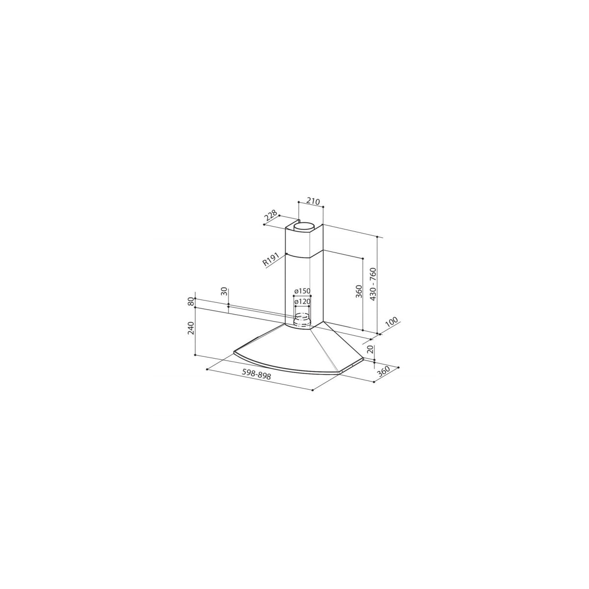 FABER TENDER X A60 CAPPA A PARETE 60CM CLASSE D INOX - 110.0157.048