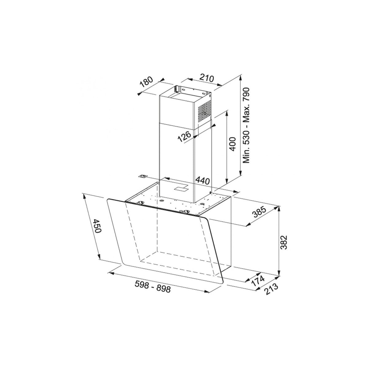 FRANKE SMART VERTICAL FPJ 915 VBK CAPPA A PARETE 90CM IN CRISTALLO NERO - 330.0573.295