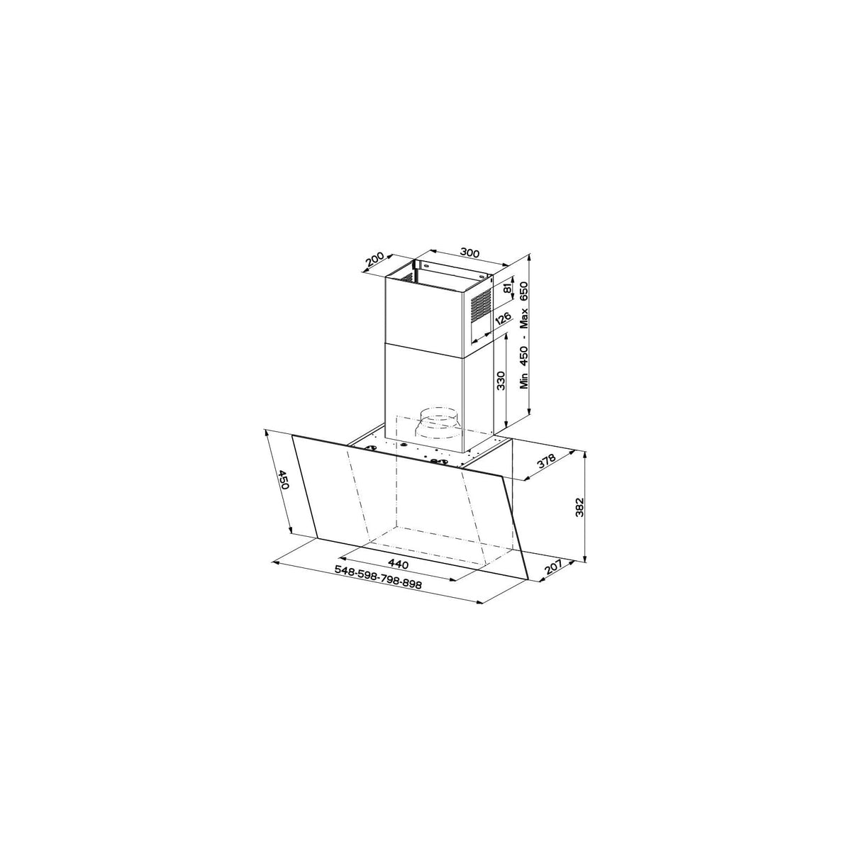 FABER DAISY + BK A 55 330.0612.373 CAPPA A PARETE 55CM CLASSE A+ NERO E INOX