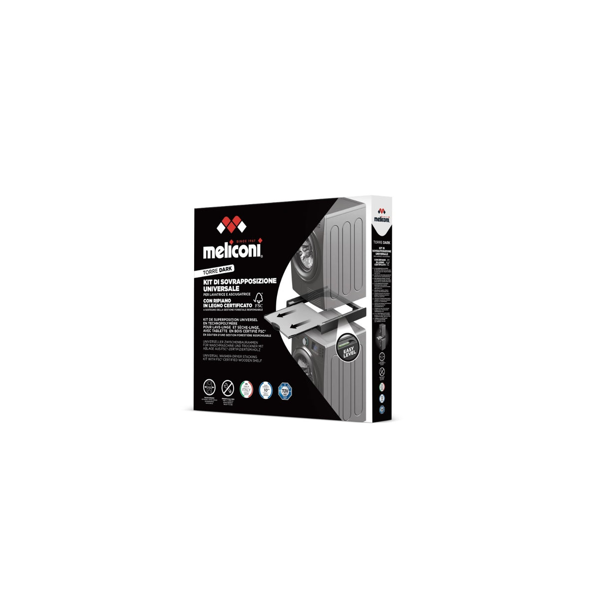 MELICONI TORRE DARK KIT DI SOVRAPPOSIZIONE UNIVERSALE PER LAVATRICE E ASCIUGATRICE COLORE NERO - 656128