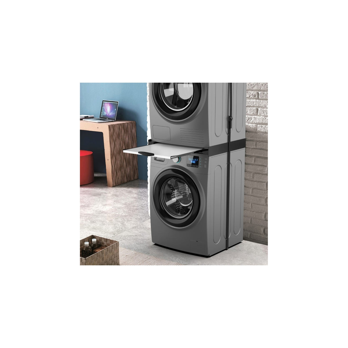 MELICONI TORRE DARK KIT DI SOVRAPPOSIZIONE UNIVERSALE PER LAVATRICE E ASCIUGATRICE COLORE NERO - 656128