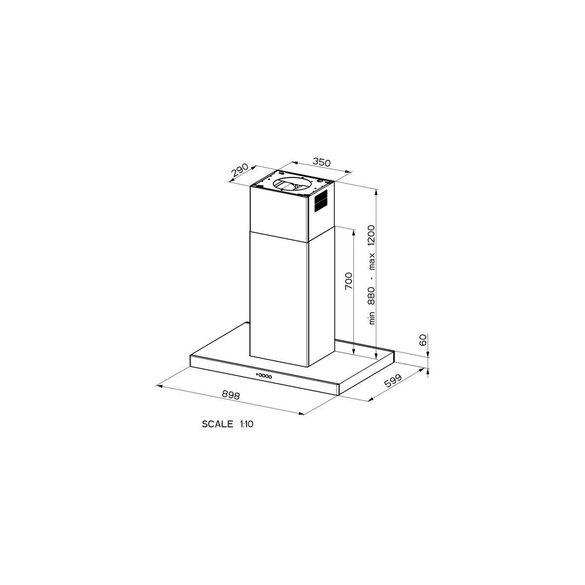 FABER 325.0618.792 CAPPA A ISOLA ASPIRANTE 90 CM CLASSE B - NERA