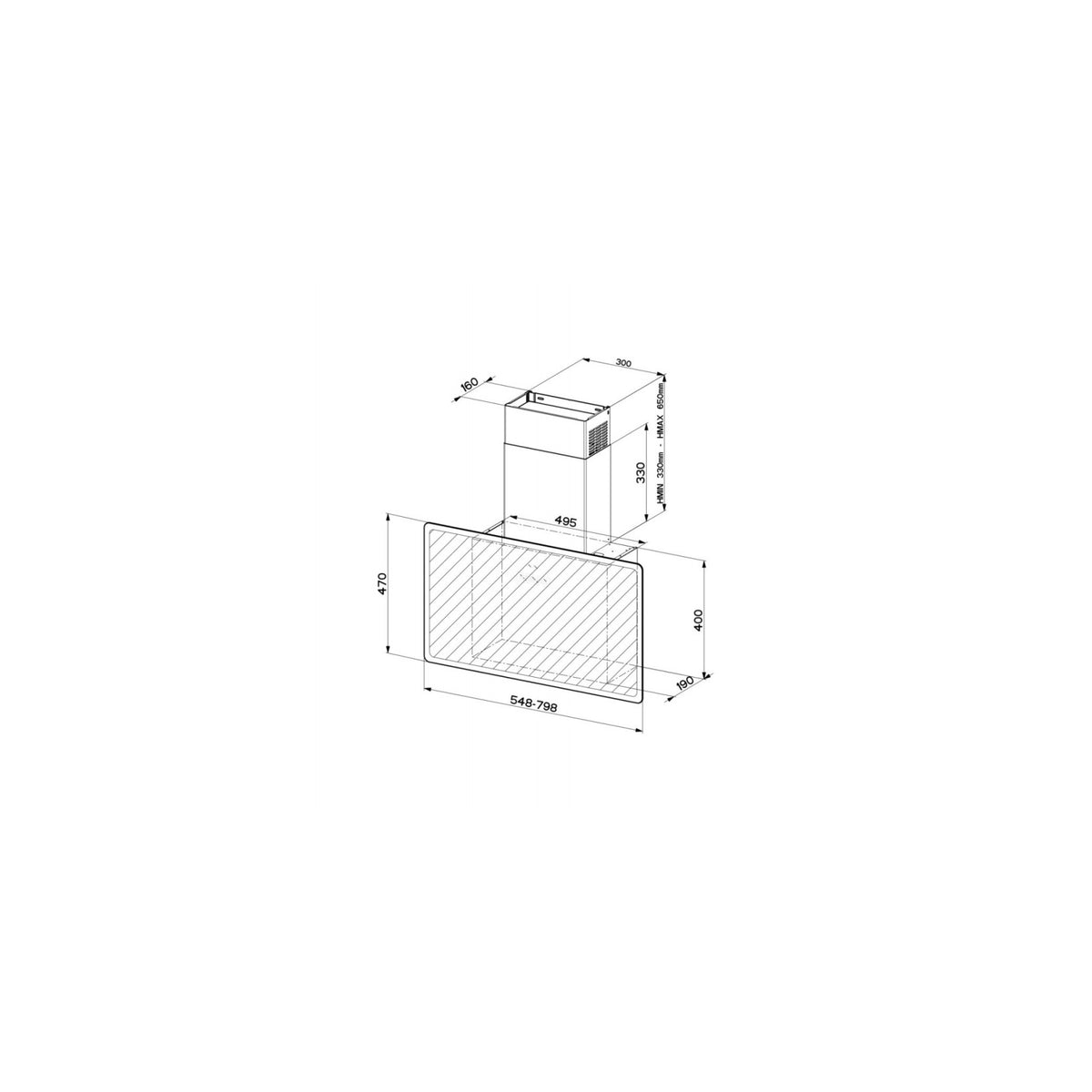 FABER GLAM FIT 80 WH CAPPA A PARETE 80CM BIANCA - 330.0528.302