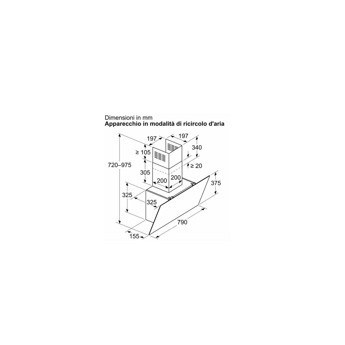 BOSCH DWK85DK60 CAPPA A PARETE ASPIRANTE 79CM IN VETRO NERO CLASSE A