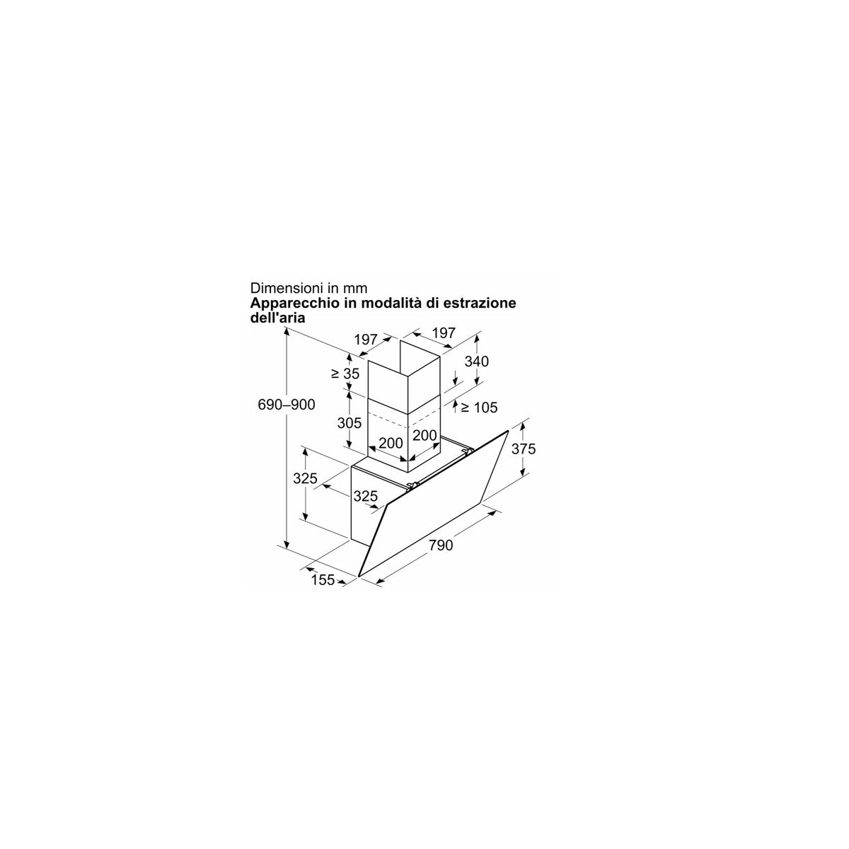BOSCH DWK85DK60 CAPPA A PARETE ASPIRANTE 79CM IN VETRO NERO CLASSE A