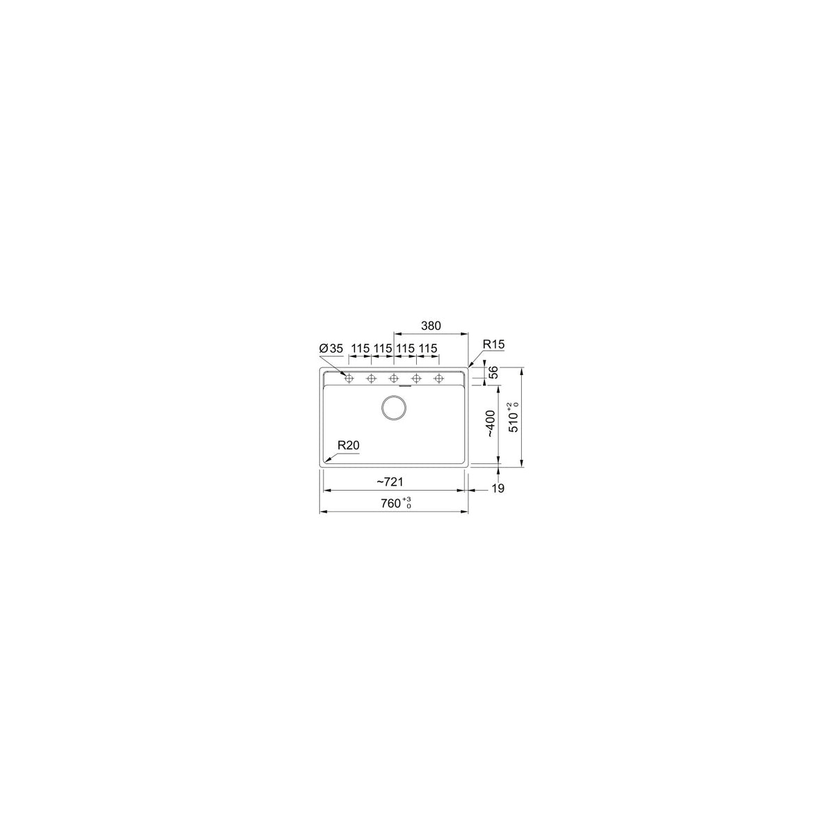 FRANKE 114.0714.175 LAVELLO MONOVASCA 78x50CM IN FRAGRANITE GRIGIO ARDESIA