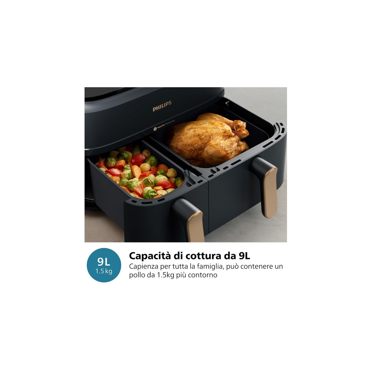 PHILIPS AIRFRYER SERIE 3000 FRIGGITRICE AD ARIA 9 LT - NA352/00