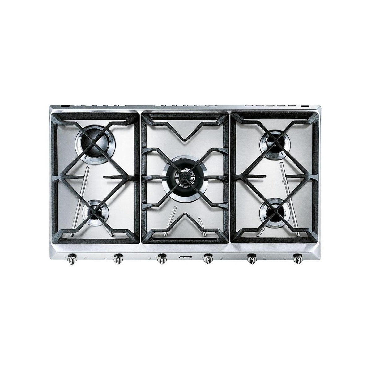 SMEG SRV596GH5 PIANO COTTURA DA INCASSO 90CM 5 FUOCHI A GAS GRIGLIE IN GHISA INOX