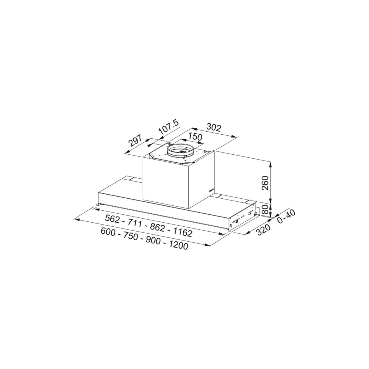 FABER IN-NOVA ZERO DRIP LITE A75 CAPPA ASPIRANTE DA INCASSO 75CM INOX CLASSE B - 305.0703.268