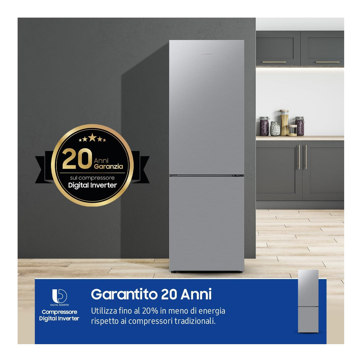 SAMSUNG RB33B610ESA FRIGORIFERO COMBINATO 344 LT TOTAL NO FROST CLASSE E INOX