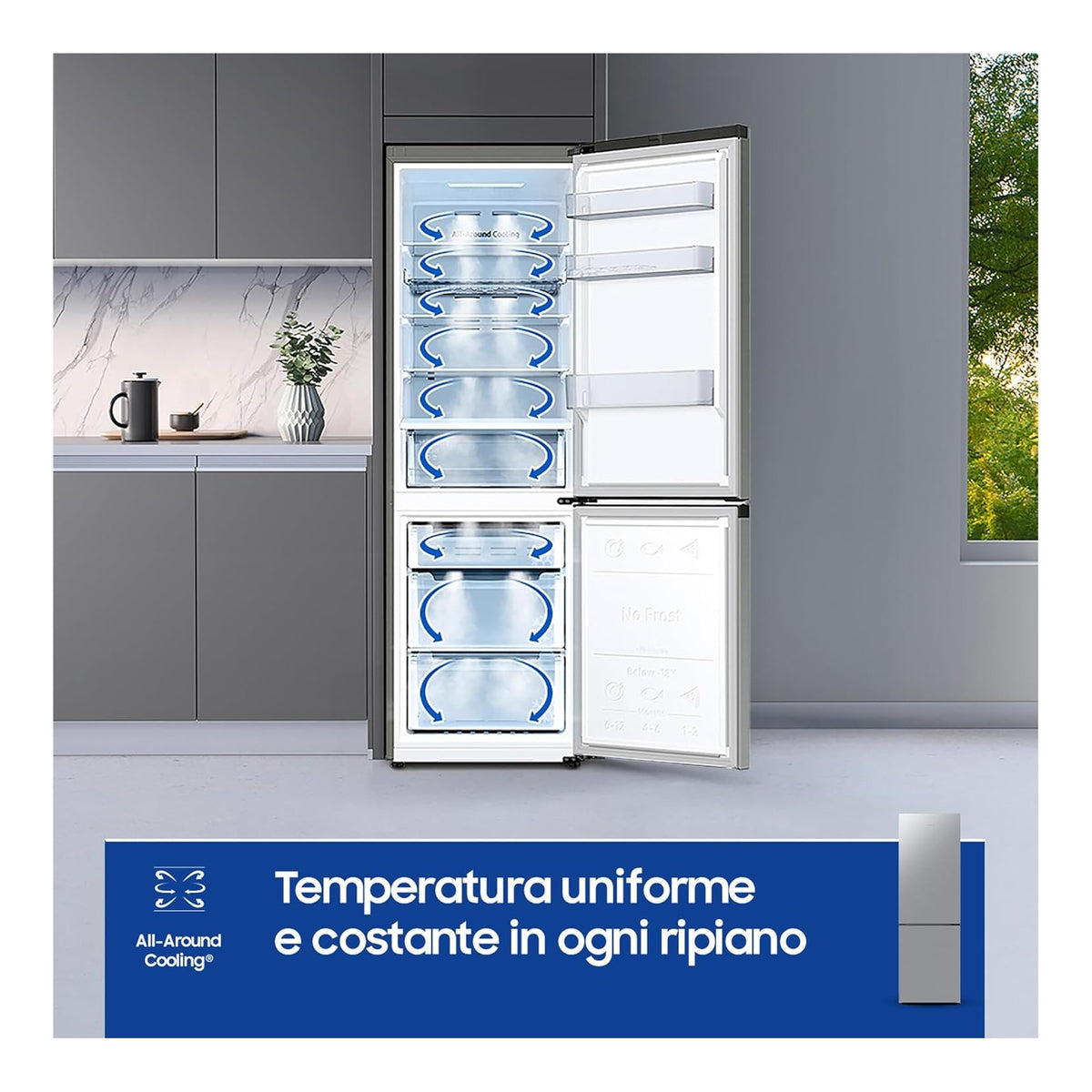 SAMSUNG RB33B610ESA FRIGORIFERO COMBINATO 344 LT TOTAL NO FROST CLASSE E INOX