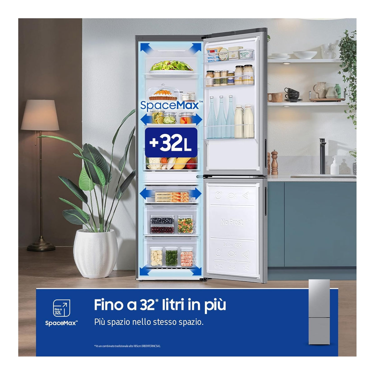 SAMSUNG RB33B610ESA FRIGORIFERO COMBINATO 344 LT TOTAL NO FROST CLASSE E INOX
