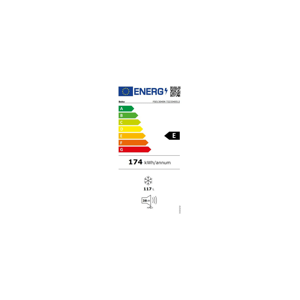 BEKO FSE13040N CONGELATORE VERTICALE 4 CASSETTI 117 LT STATICO CLASSE E