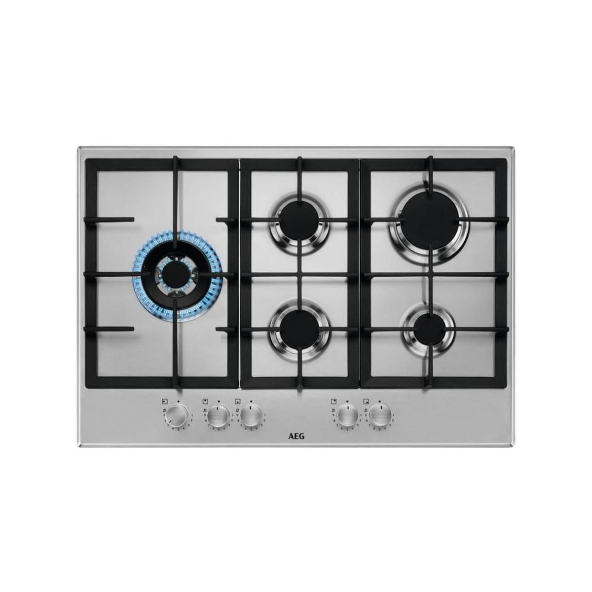 AEG HGB75520SM PIANO COTTURA DA INCASSO A GAS SLIM LINE 75CM 5 ZONE COTTURA COLORE INOX