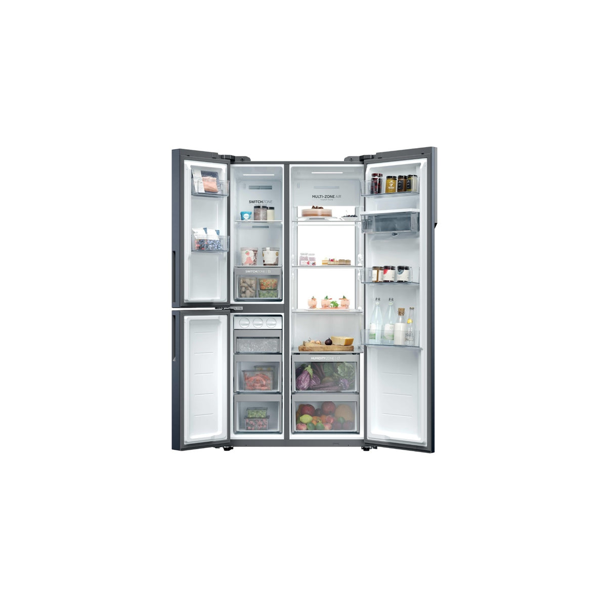 HAIER HSPR79F18EWMB FRIGORIFERO SIDE BY SIDE 3 PORTE 573LT NO FROST DISPENSER CLASSE E NERO SPAZZOLATO
