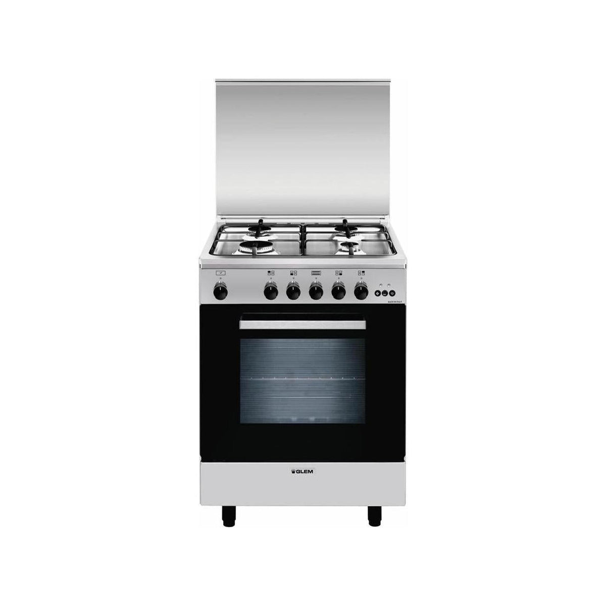 OUTLET GLEM GAS O-A654VI CUCINA 60X50 4 FUOCHI FORNO A GAS VENTILATO CON GRILL ELETTRICO - INOX - CON DIFETTI