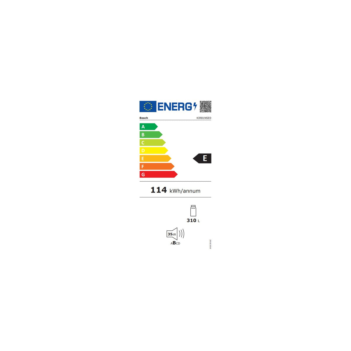 BOSCH KIR81NSE0 FRIGORIFERO MONOPORTA DA INCASSO 310LT VENTILATO CLASSE E