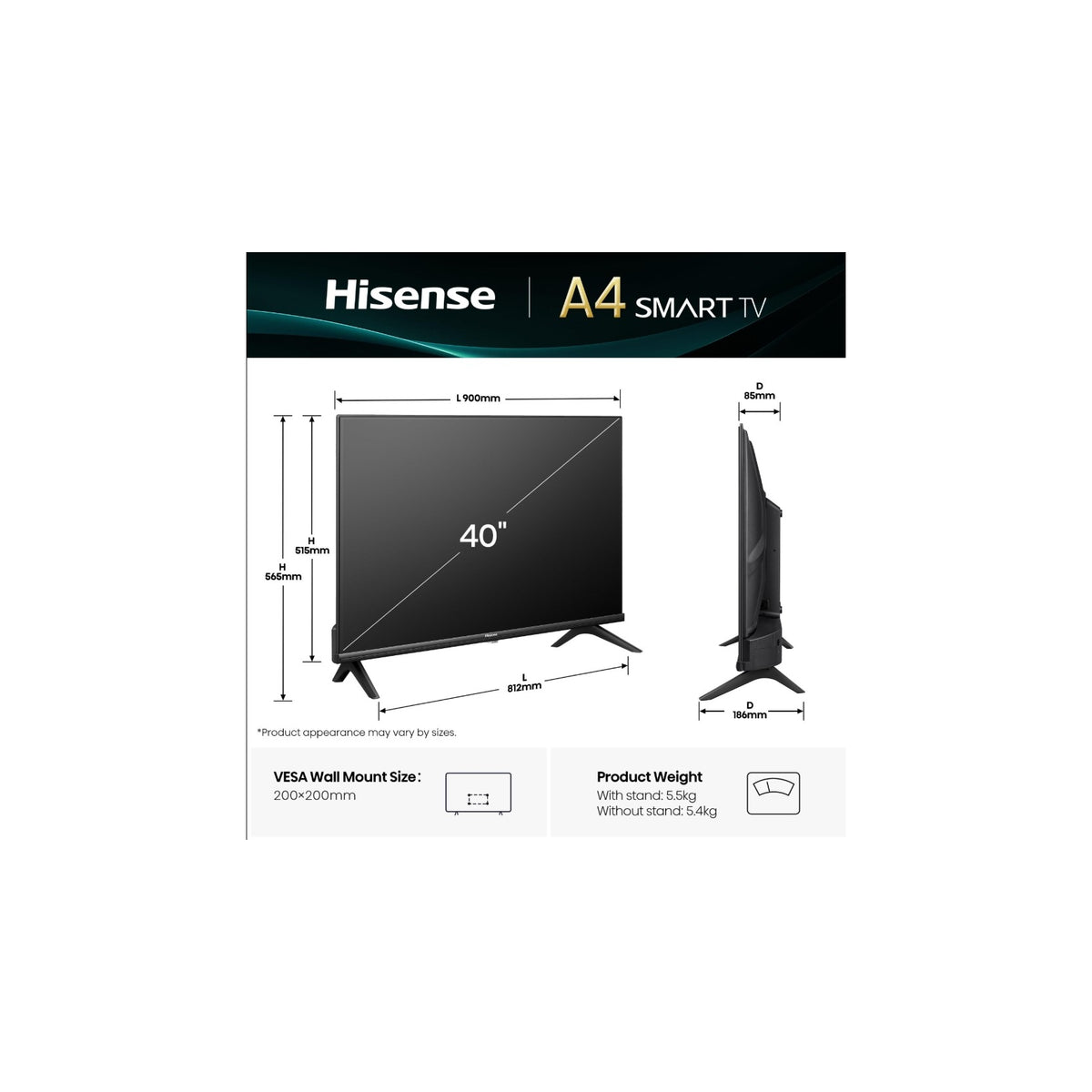 HISENSE 40A49Q TV LED 40'' SMART TV FULL HD CLASSE F