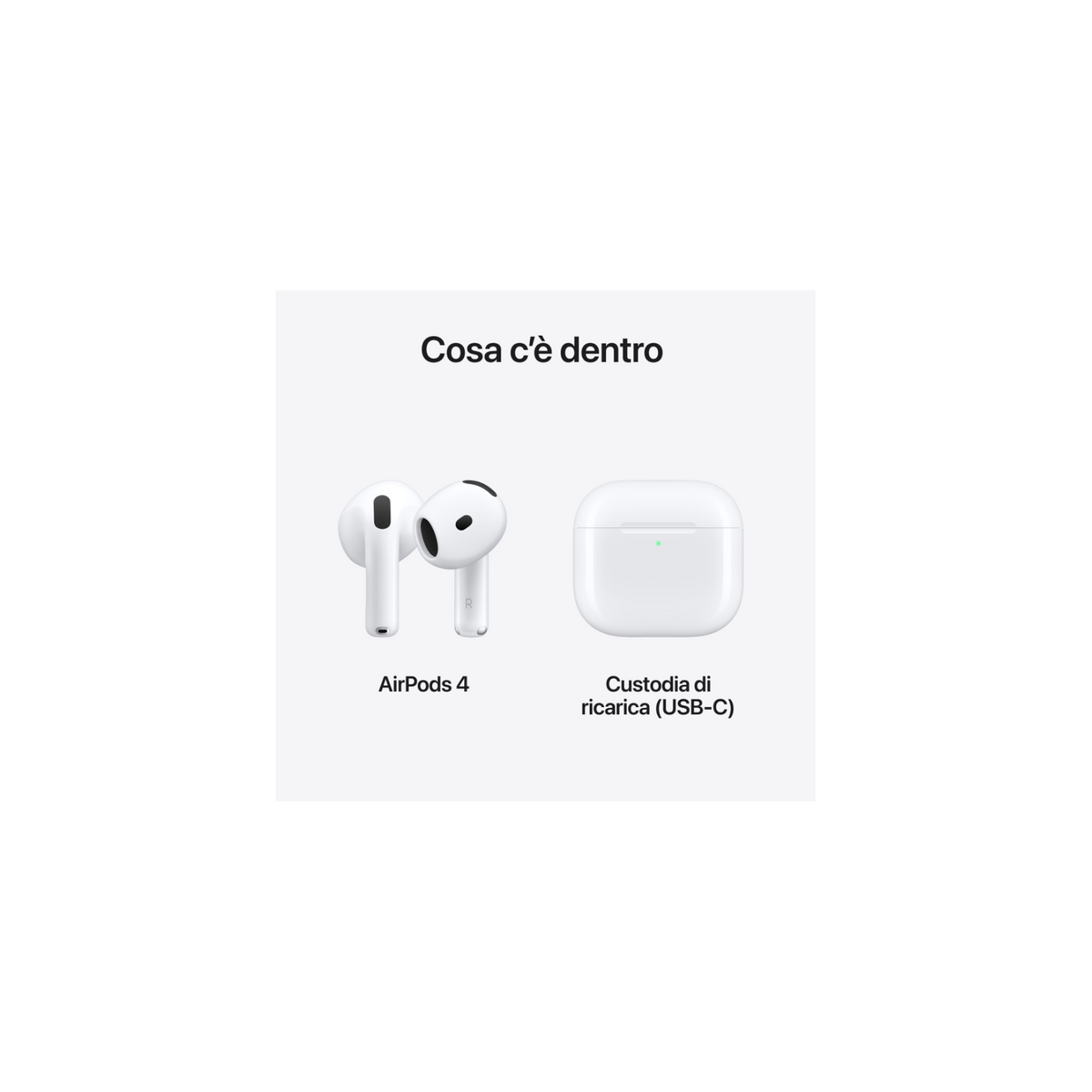 APPLE MXP63ZM/A AIRPODS 4 AURICOLARI WIRELESS USB-C COLORE BIANCO