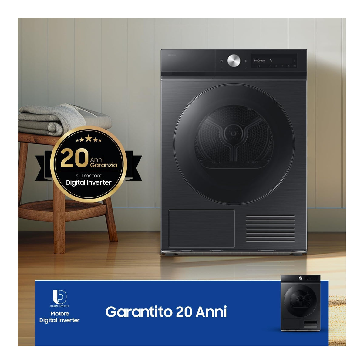 SAMSUNG DV90DB7845GBU3 ASCIUGATRICE 9KG WIFI BESPOKE AI CLASSE A COLORE NERO