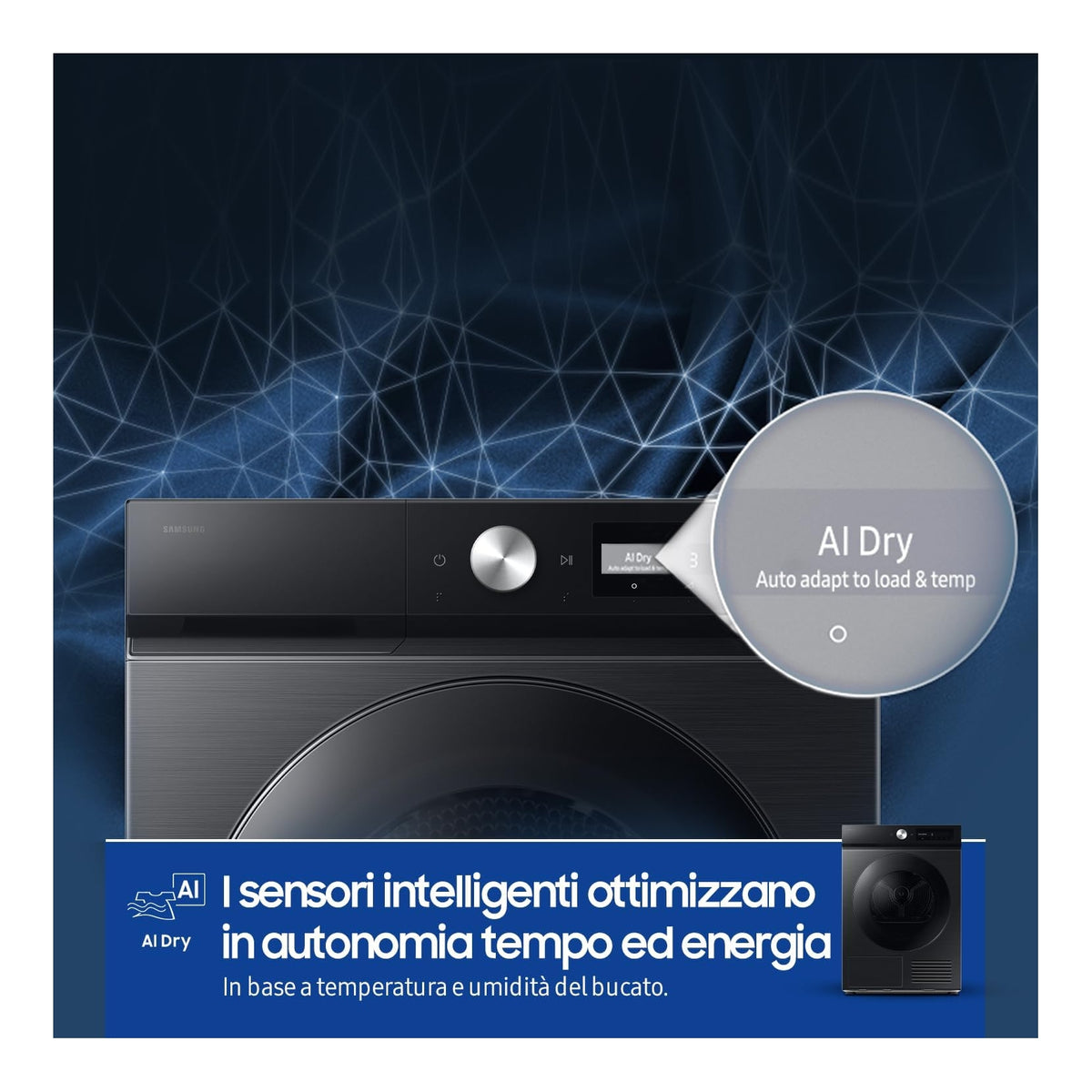 SAMSUNG DV90DB7845GBU3 ASCIUGATRICE 9KG WIFI BESPOKE AI CLASSE A COLORE NERO