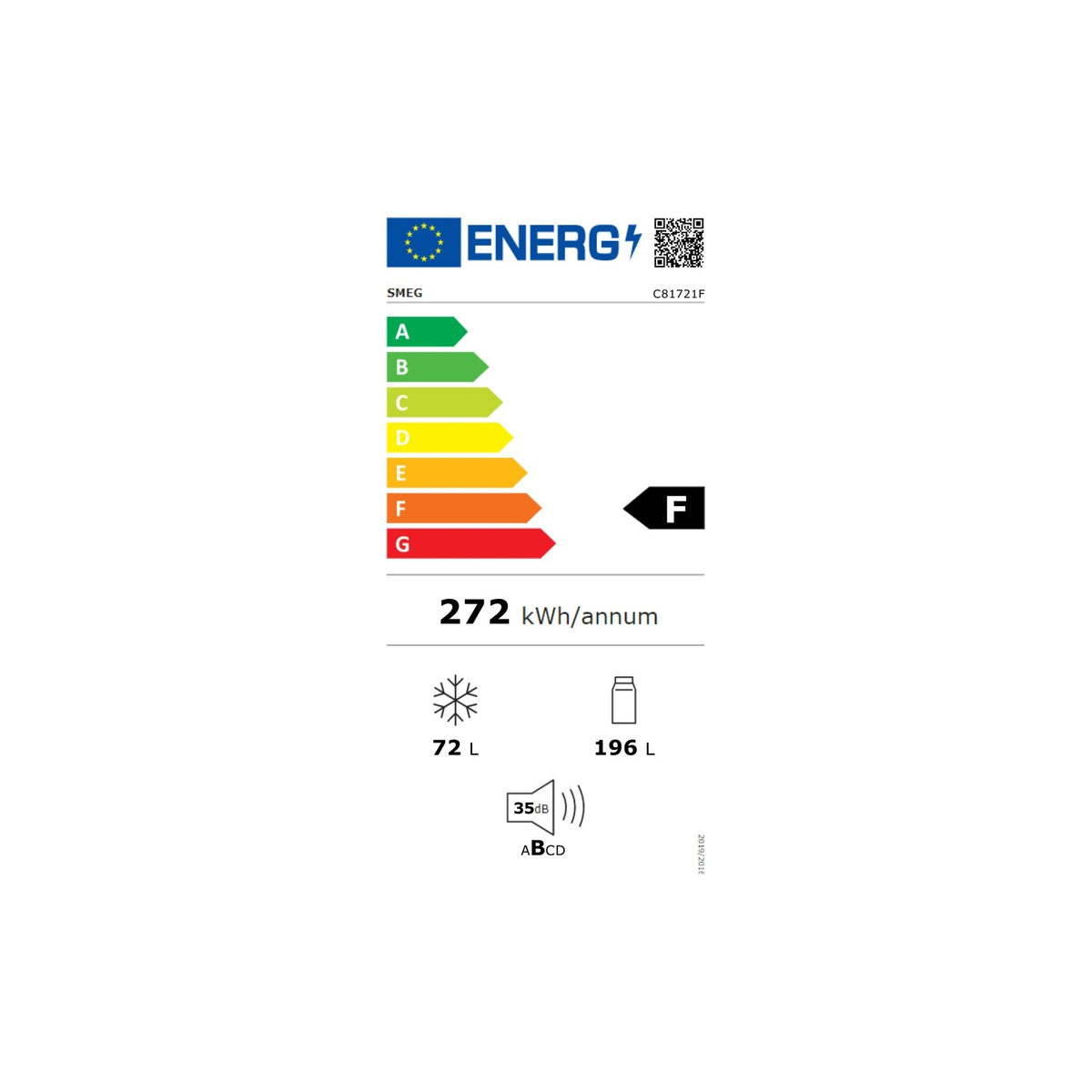 SMEG C81721F FRIGORIFERO COMBINATO DA INCASSO 268LT VENTILATO CLASSE F