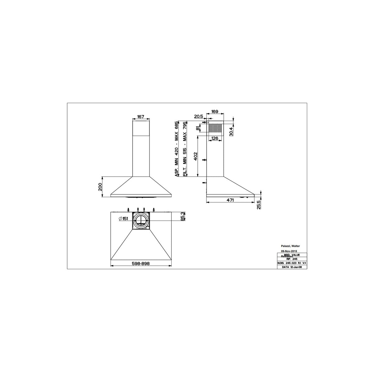 FABER EGEA PLUS X A90 CAPPA A PARETE 90CM ACCIAIO INOX CLASSE D - 320.0557.532