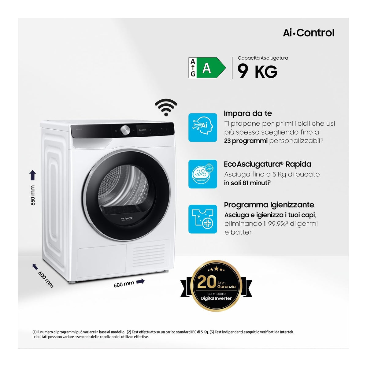 SAMSUNG DV90DG6845LKU3 ASCIUGATRICE 9KG WIFI CLASSE A - PROMO