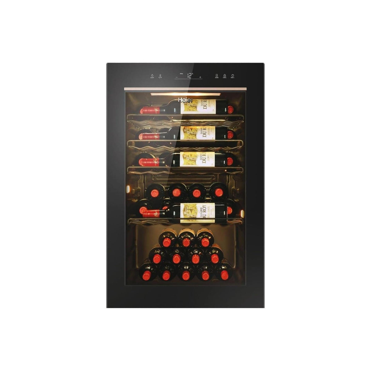 HAIER HWS49GAE CANTINETTA VINI 49 BOTTIGLIE ILLUMINAZIONE LED VETRO ANTI UV CLASSE F COLORE NERO