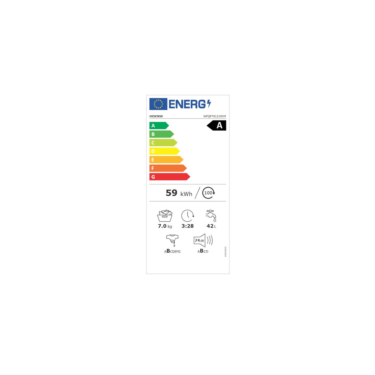 Hisense WFQP701219VM Lavatrice Slim 45Cm 7Kg 1200 Giri Vapore Classe A
