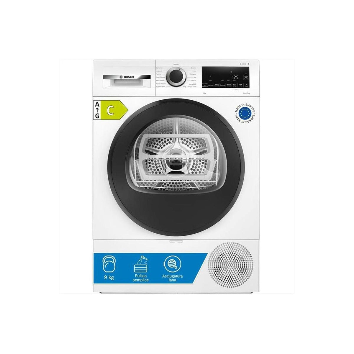 BOSCH WQG243D9IT ASCIUGATRICE A POMPA DI CALORE 9KG INVERTER CLASSE C
