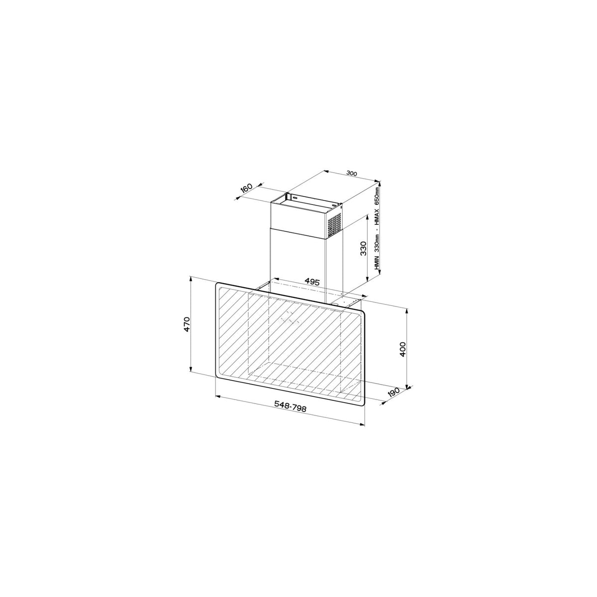FABER GLAM FIT 55 BK CAPPA A PARETE 55CM NERA - 330.0528.270