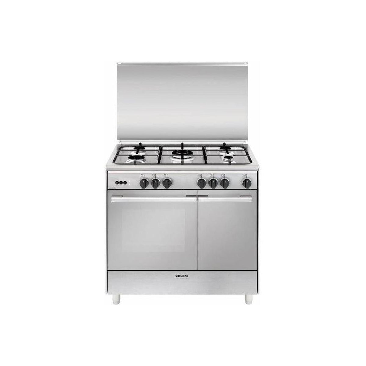 GLEM GAS UR965VI CUCINA A GAS 90X60 5 FUOCHI CON FORNO A GAS VENTILATO - INOX