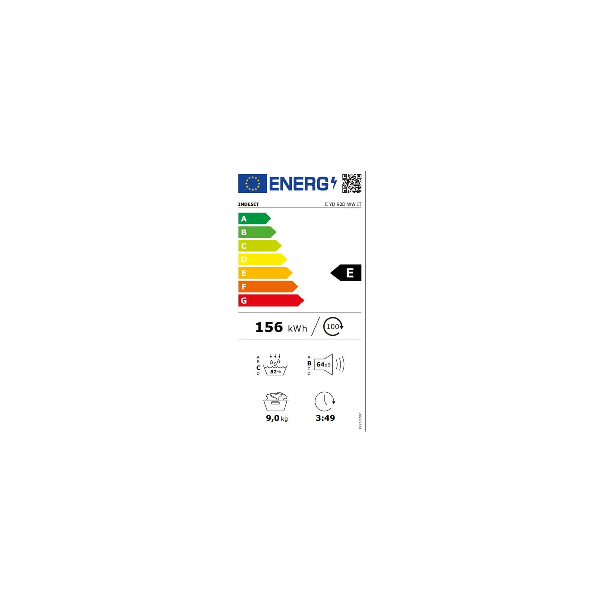 Indesit Asciugatrice 9Kg C YD 92D WW IT a Pompa di Calore Classe E - CYD92DWWIT