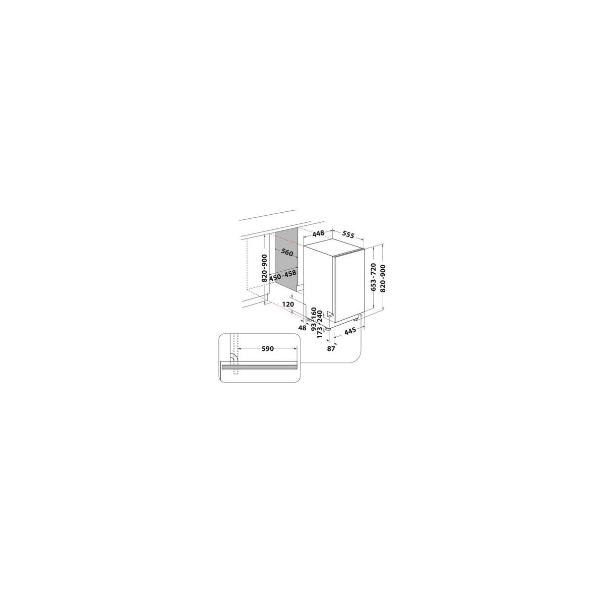 INDESIT IN2IKE107 LAVASTOVIGLIE DA INCASSO 45CM 10 COPERTI CLASSE E
