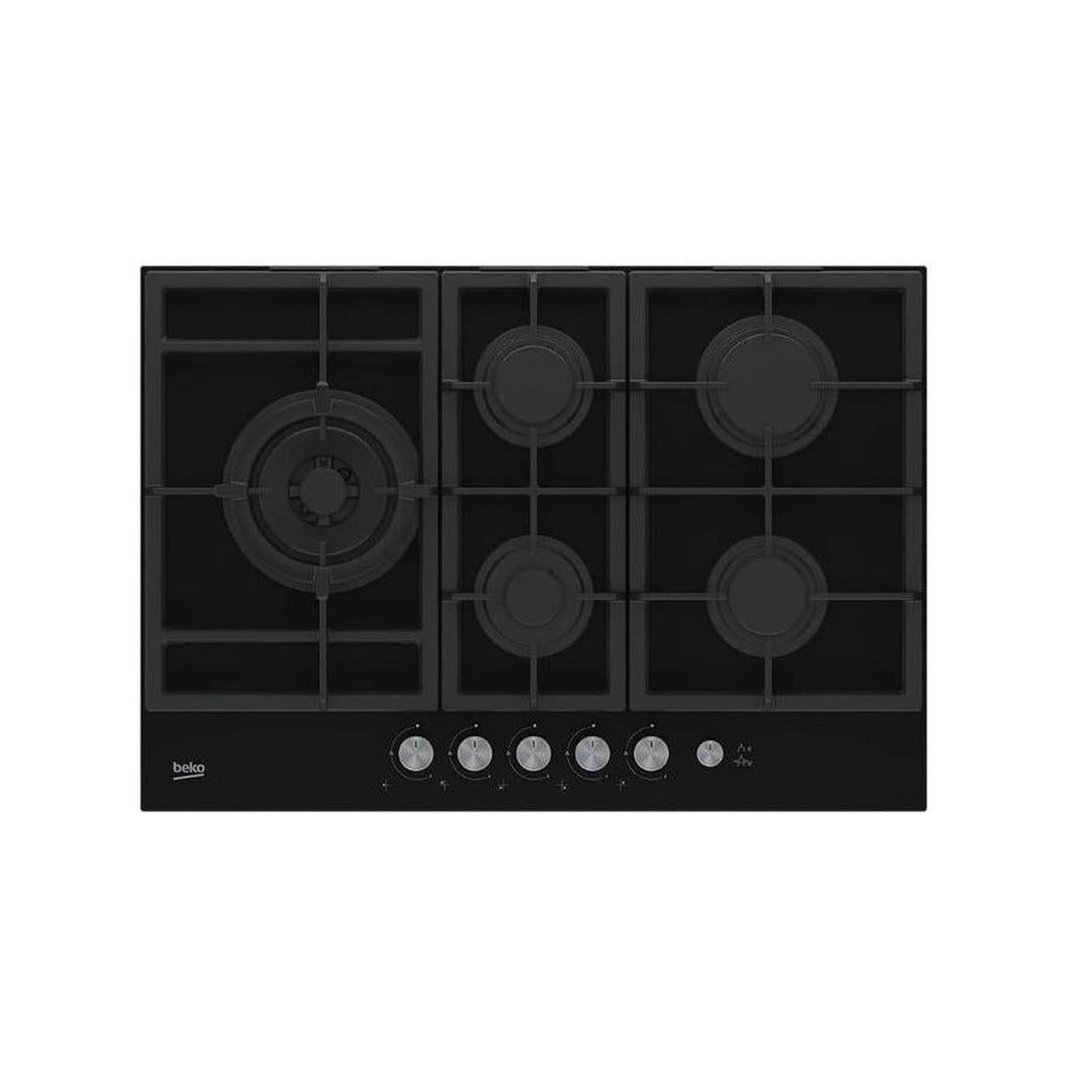 BEKO HILL 75235 S PIANO COTTURA 75CM 5 FUOCHI A GAS GRIGLIE IN GHISA IN VETRO NERO - HILL75235S