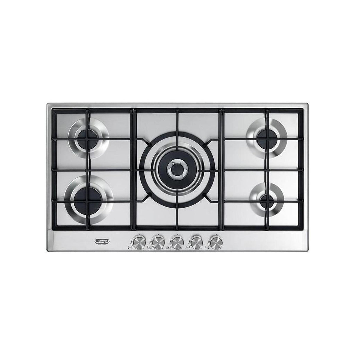 DE LONGHI NSL 590 X PIANO COTTURA DA INCASSO 90CM 5 FUOCHI GRIGLIE IN GHISA INOX - NSL590X