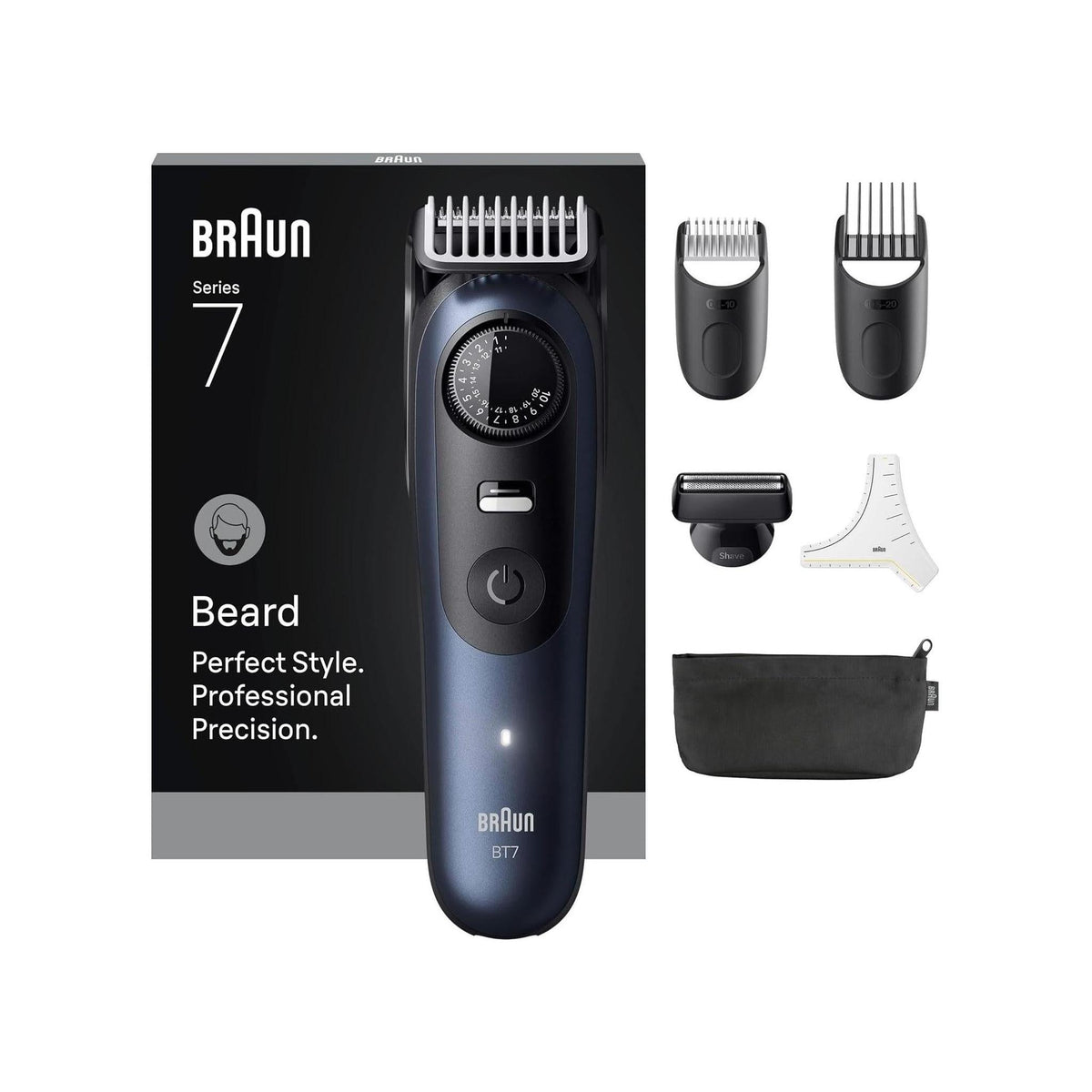 BRAUN BT7520 REGOLABARBA SERIES 7 RICARICABILE 40 LIVELLI DI TAGLIO