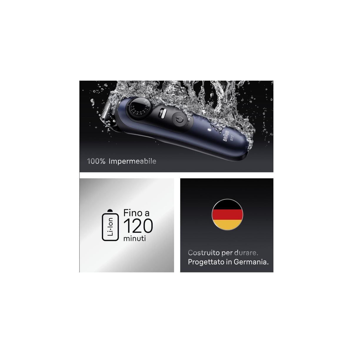 BRAUN BT7520 REGOLABARBA SERIES 7 RICARICABILE 40 LIVELLI DI TAGLIO