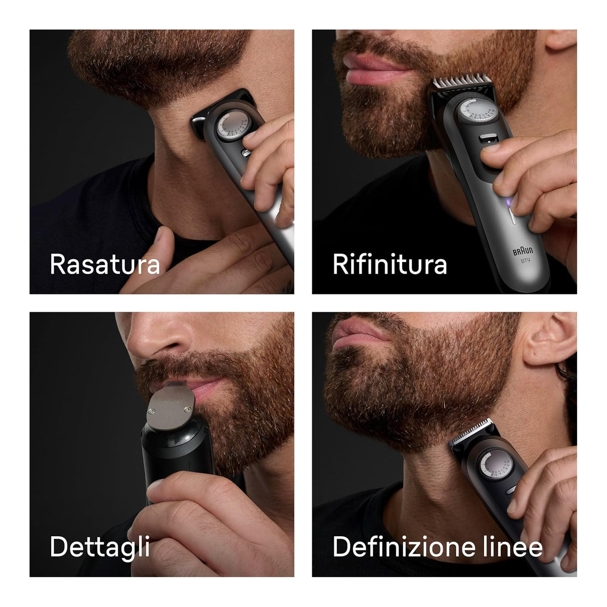 BRAUN BT9520 SERIES 9 REGOLABARBA 5 IN 1 RICARICABILE 52 LIVELLI DI TAGLIO